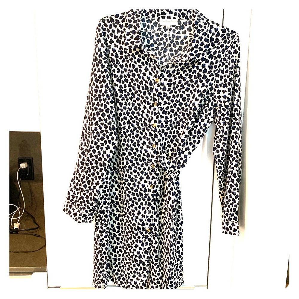 Long sleeve, cheetah print (black & blue) dress